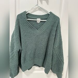 Hippie Rose Teal V-Neck Sweater Size M